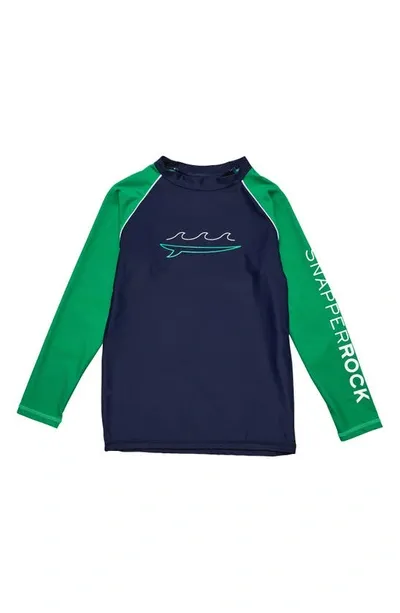 Snapper Rock Kids' Surf Wave Graphic Rashguard In Blue