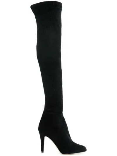 Jimmy Choo Toni Black Stretch Glitter Velvet Over-the-knee Boots