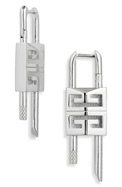 Givenchy Padlock Drop Earrings In Silvery