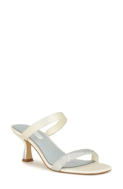 Nine West Shimme Slide Sandal In Ivory Satin