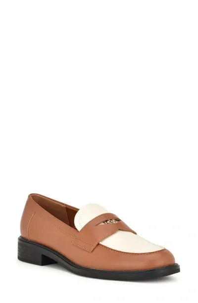 Nine West Seeme Penny Loafer In Brown,cream