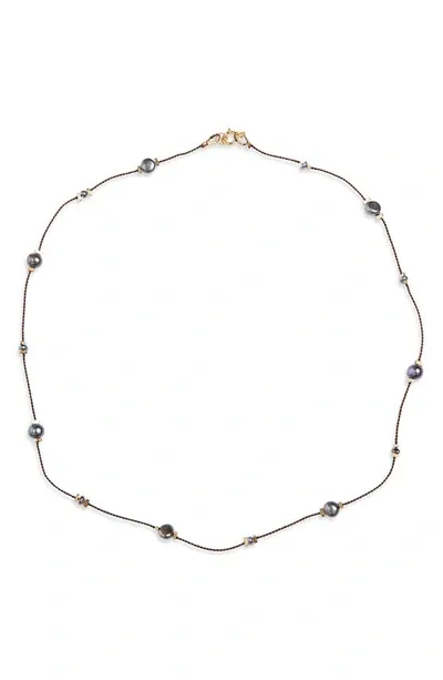 Isshi Desnuda Pearl Station Necklace In Rock