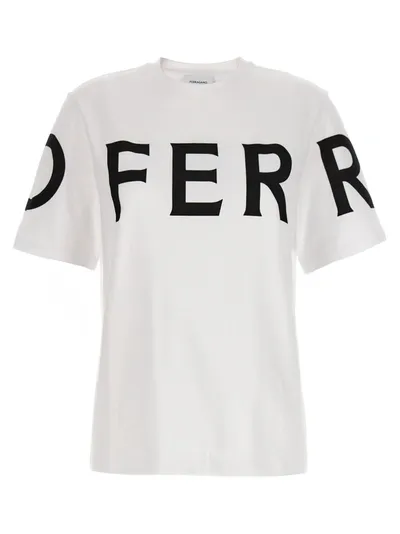 Ferragamo Logo Print T-shirt In White