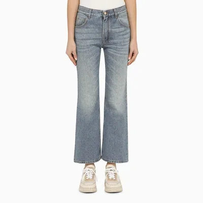 Chloé Washed-effect Cropped Denim Jeans In Blue