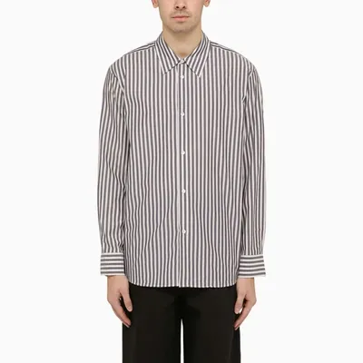 Studio Nicholson Navy Blue And Cream Striped Shirt