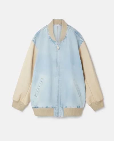 Stella Mccartney Panelled Denim Bomber Jacket In Blue