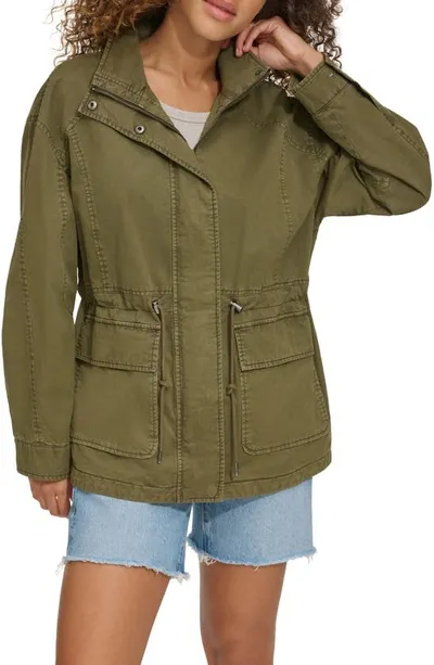 Levi's Cotton Hooded Jacket In Olive