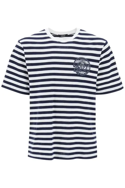 Versace Nautical Stripe T Shirt In White