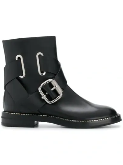 Casadei Buckled Cross-strap Ankle Boots In Black