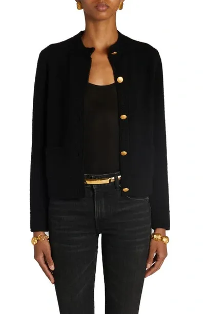 Tom Ford Cashmere Crewneck Cardigan In Black