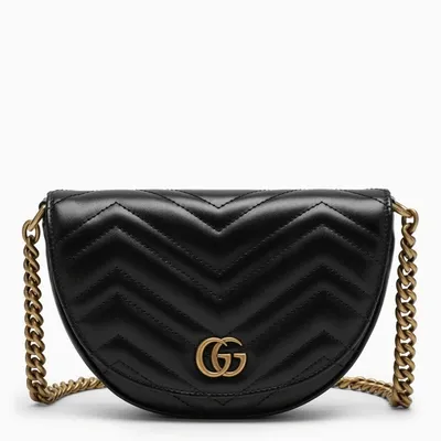 Gucci Gg Marmont Black Mini Bag In Burgundy