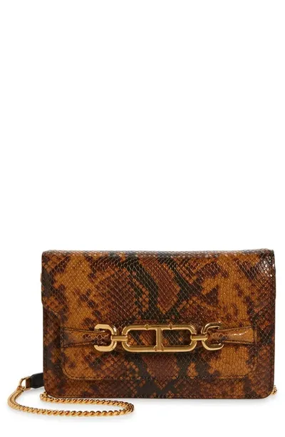 Tom Ford Mini Whitney Snake Embossed Leather Shoulder Bag In Brown