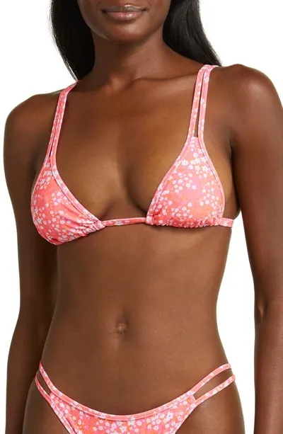 Kulani Kinis Strappy Bralette Bikini Top In Coral Crush