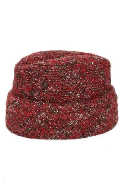 Esenshel The Cuff Woven Cloche In Red Plaid Boucle