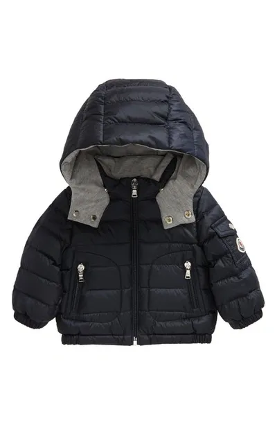 Moncler Kids' Lauros Quilted Down Puffer Jacket With Removable Hood In Blue Navy