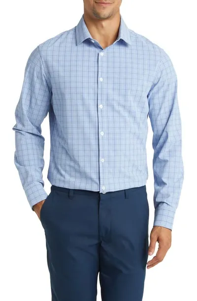 Mizzen + Main Leeward Trim Fit Plaid Performance Button-up Shirt In Blue Luster Danbury Plaid