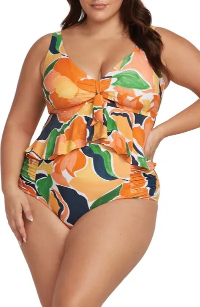 Artesands De L'hortus Chagall Peplum Bikini Top In Orange