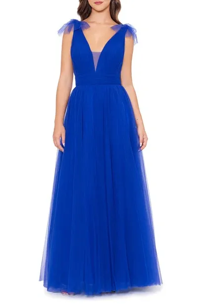 Betsy & Adam Tie Detail Ballgown In Royal