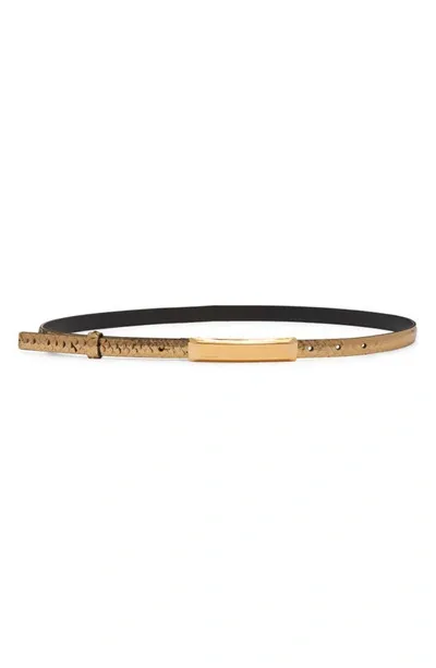 Tom Ford Snakeskin Embossed Leather Belt In Dark Gold