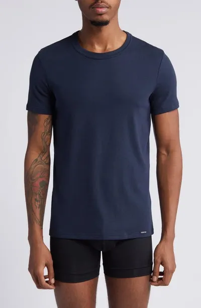 Tom Ford Cotton Jersey Crewneck T-shirt In Blue