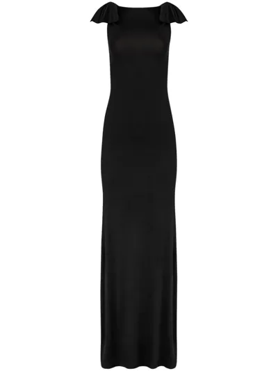 Nina Ricci Bow-embellished Open-back Gown In Black  