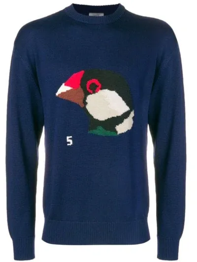 Lanvin Bird Head Patterned Sweater In Blue