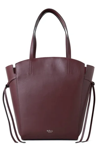 Mulberry Clovelly Calfskin Leather Tote In Black Cherry