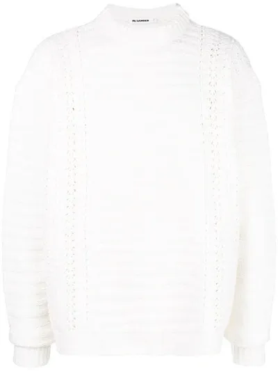 Jil Sander Round Neck Jumper In White