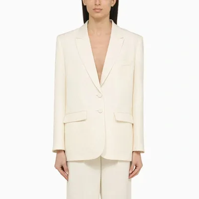 Valentino Ivory Single-breasted Jacket In Wool And Silk In White