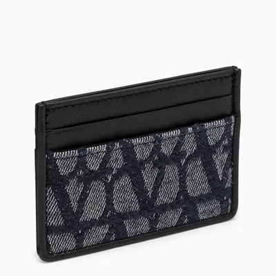 Valentino Garavani Toile Iconographe Card Case Blue/black In Multicolor