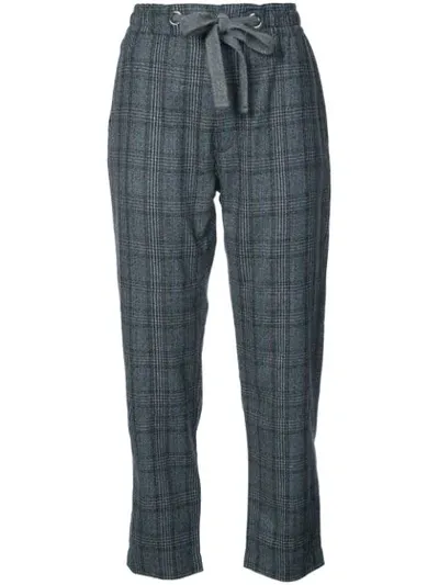 Eleventy Cropped Check Trousers In Grey