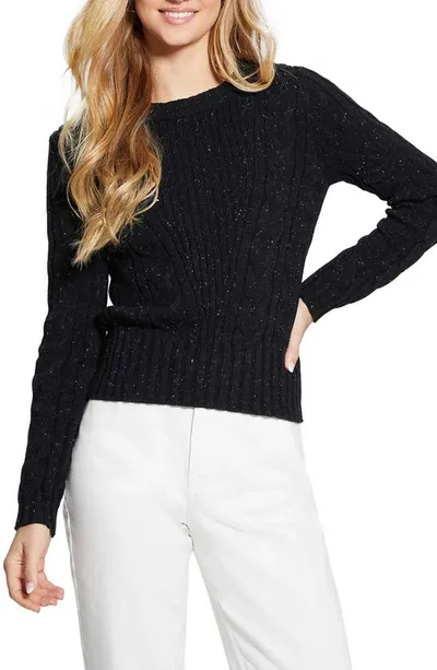 Guess Elle Cable Knit Sweater In Black