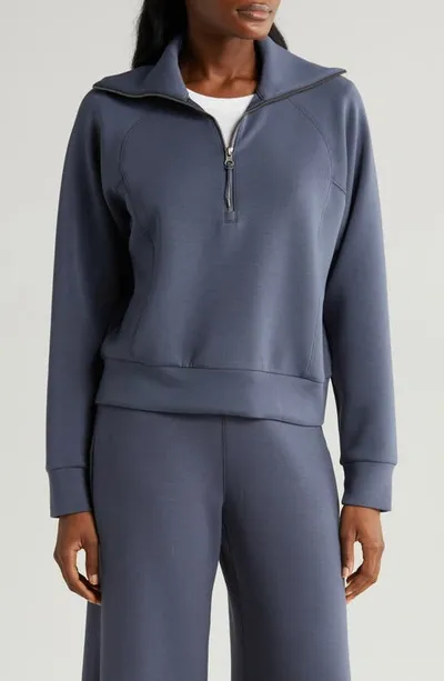 Spanx Airessentials Half Zip Sweatshirt In Dark Storm