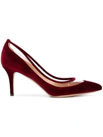 Valentino Garavani Velvet Classic Pumps With Clear Panel In Red