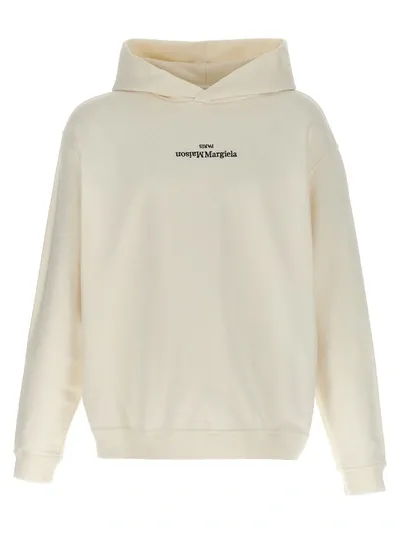 Maison Margiela Logo Hoodie Sweatshirt In White