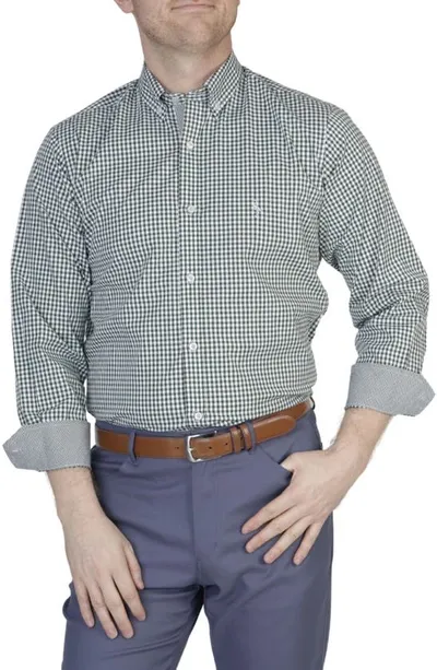 Tailorbyrd Gingham Stretch Button-down Shirt In Green