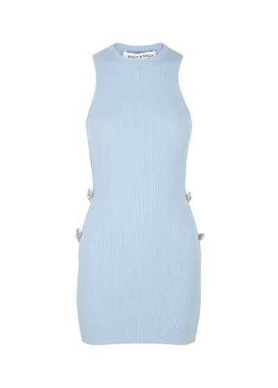 Mach & Mach Blue Crystal-cut Minidress