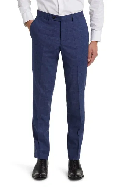 Ted Baker Jefferson Check Wool Blend Dress Pants In Blue