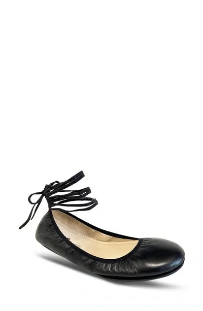 Yosi Samra Sofia Ankle Strap Foldable Flat In Black