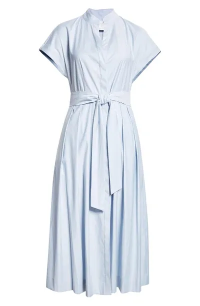 Eleventy Belted Virgin Wool Blend Shirtdress In Baby Blue