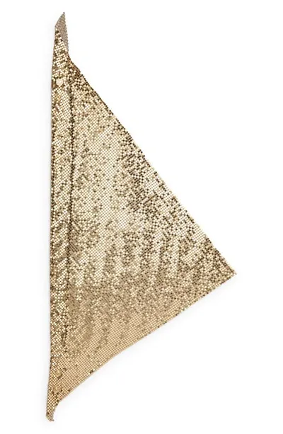 Rabanne Pixel Metallic Chain Mail Mesh Triangle Scarf In Gold