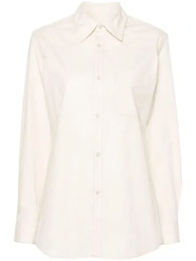 Lemaire Western Cotton Shirt In Beige