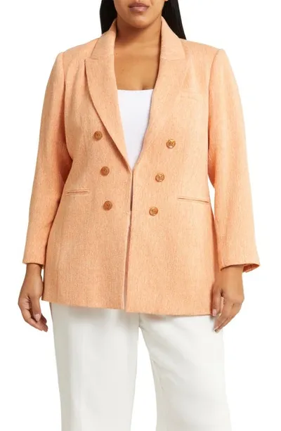 Tahari Summer Tweed Open Front Jacket In Salmon