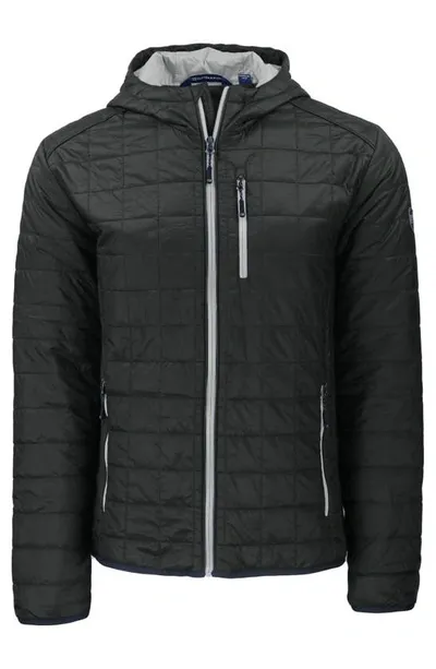 Cutter & Buck Rainier Primaloft Men's Eco Insulated Full Zip Puffer Jacket In Black