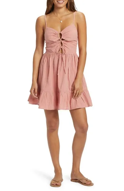 Roxy Jasmine Breeze Lace-up Keyhole Cutout Minidress In Pink