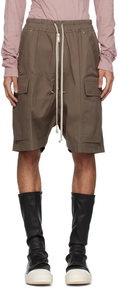 Rick Owens Cargobelas Cotton Shorts In Dust