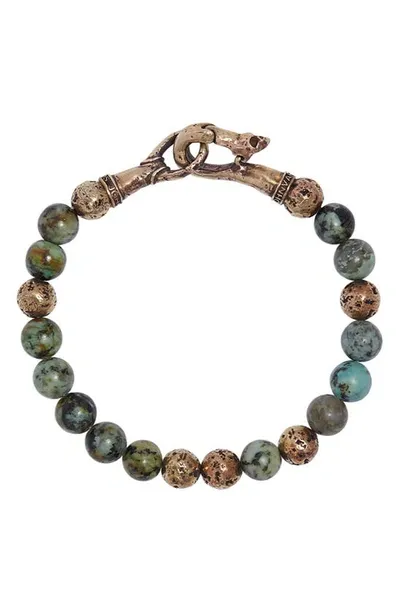 John Varvatos Distressed Turquoise Cabochon Bracelet In Brass