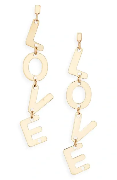 Lana Laser Love Drop Earrings In Yellow Gold