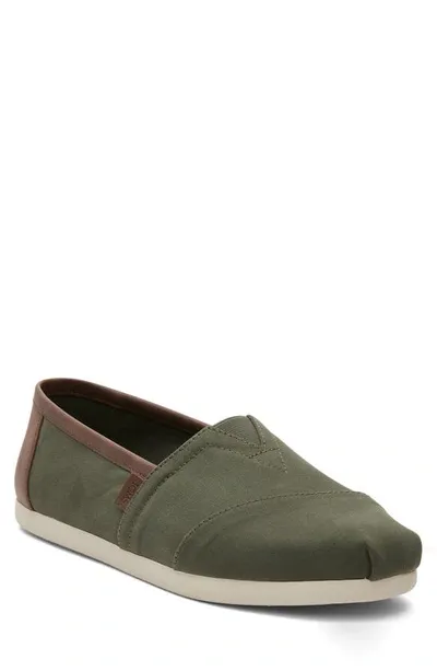 Toms Alpargata Faux Leather Trim Slip-on Sneaker In Green