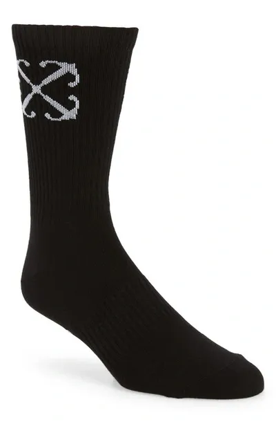 Off-white Arrow Mid Calf Socks In Black White